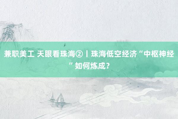 兼职美工 天眼看珠海②丨珠海低空经济“中枢神经”如何炼成？