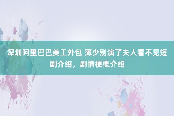 深圳阿里巴巴美工外包 薄少别演了夫人看不见短剧介绍，剧情梗概介绍