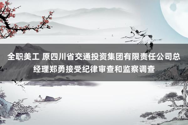 全职美工 原四川省交通投资集团有限责任公司总经理郑勇接受纪律审查和监察调查